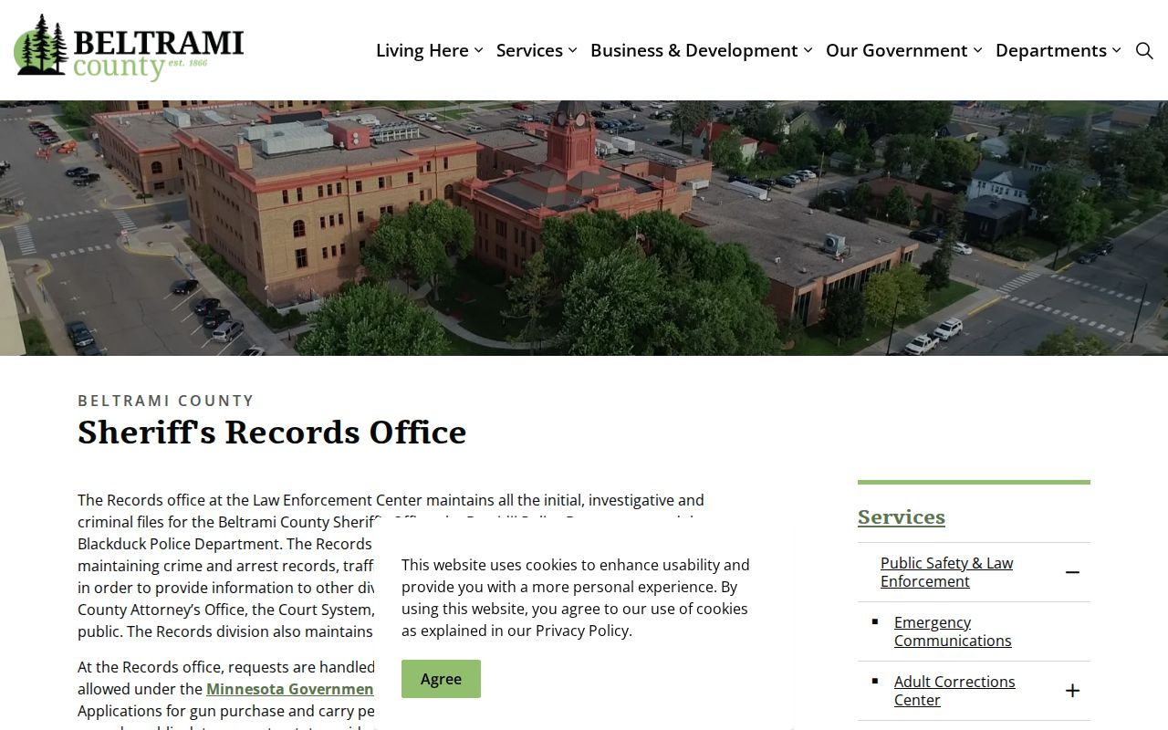 Beltrami County released inmate records request route