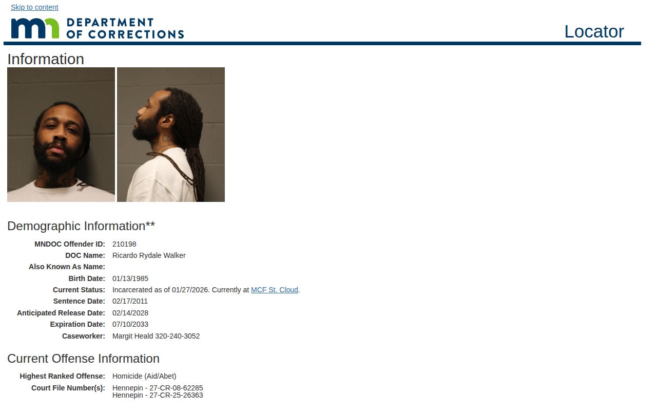 MN DOC Anticipated Release Date example for a Beltrami County projected release date